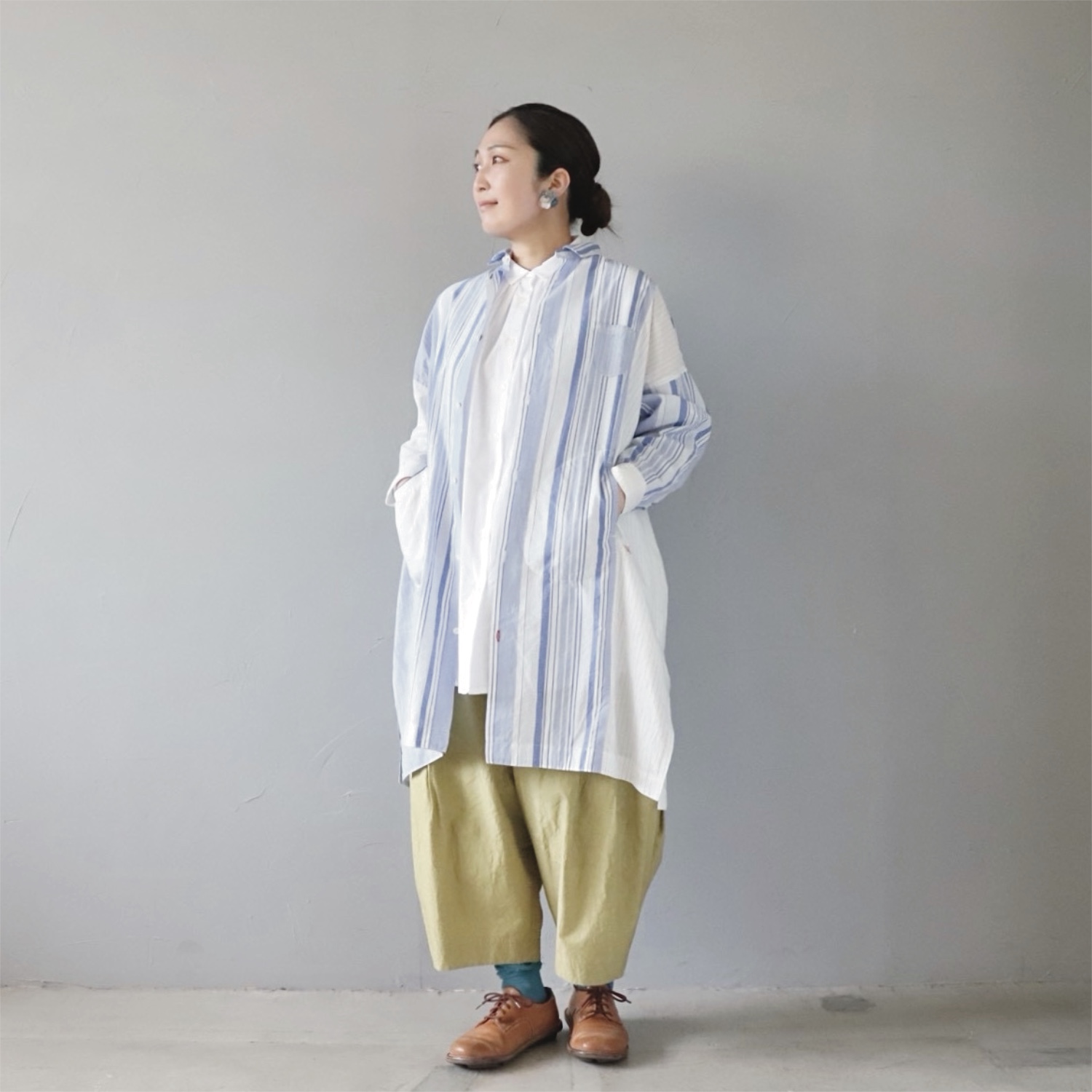 風をはらむ、ロングシャツ【快晴堂】