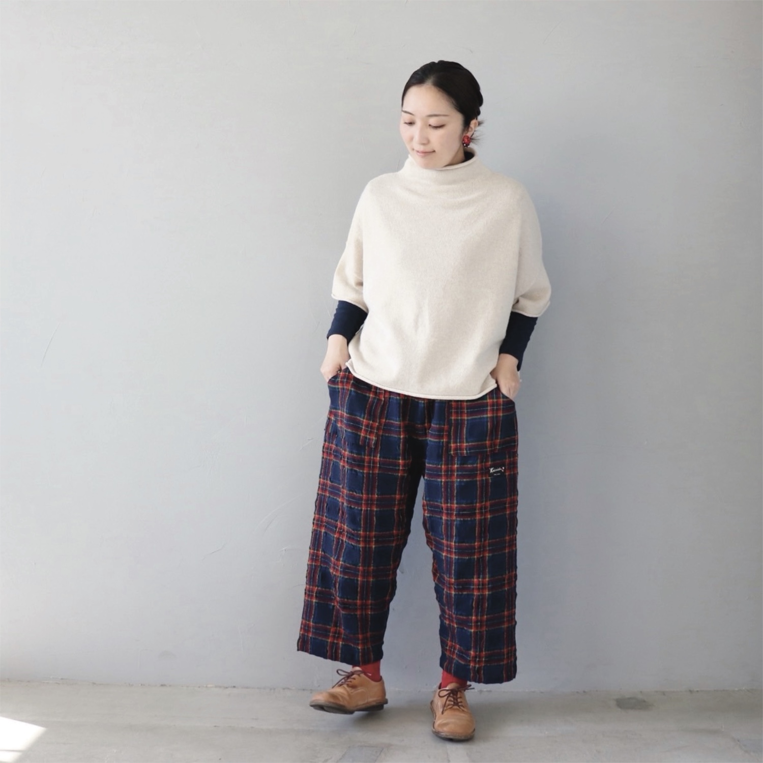 タータンチェックのゆったりパンツ【快晴堂】