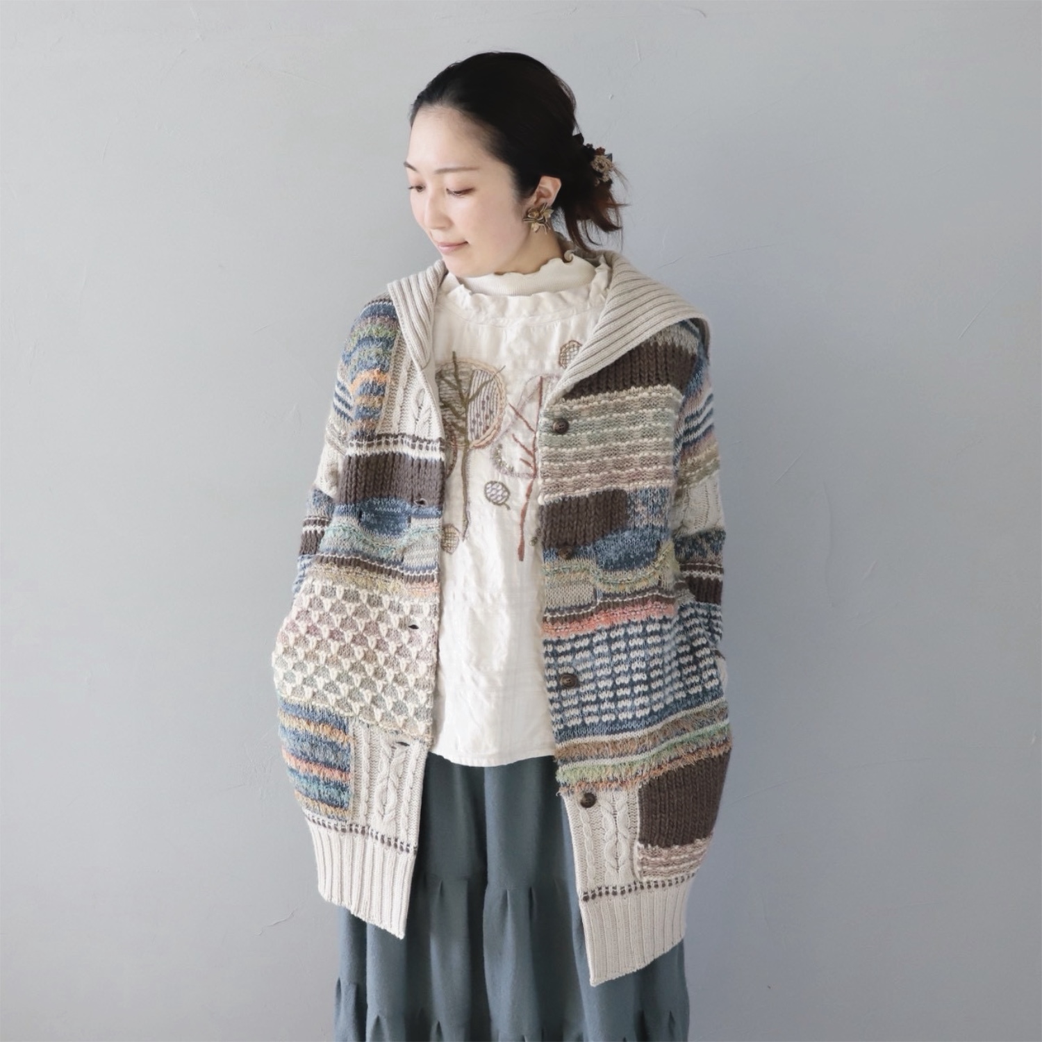 ファンシーMIXニットコート【M.&KYOKO】