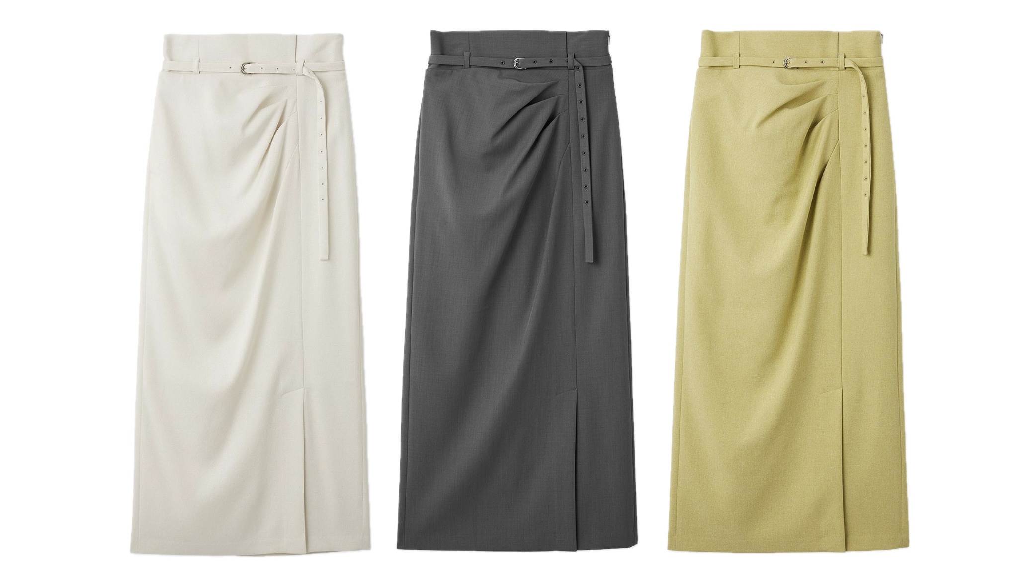 【FRAY I.D】　ベルト付きタックデザインストレートスカート