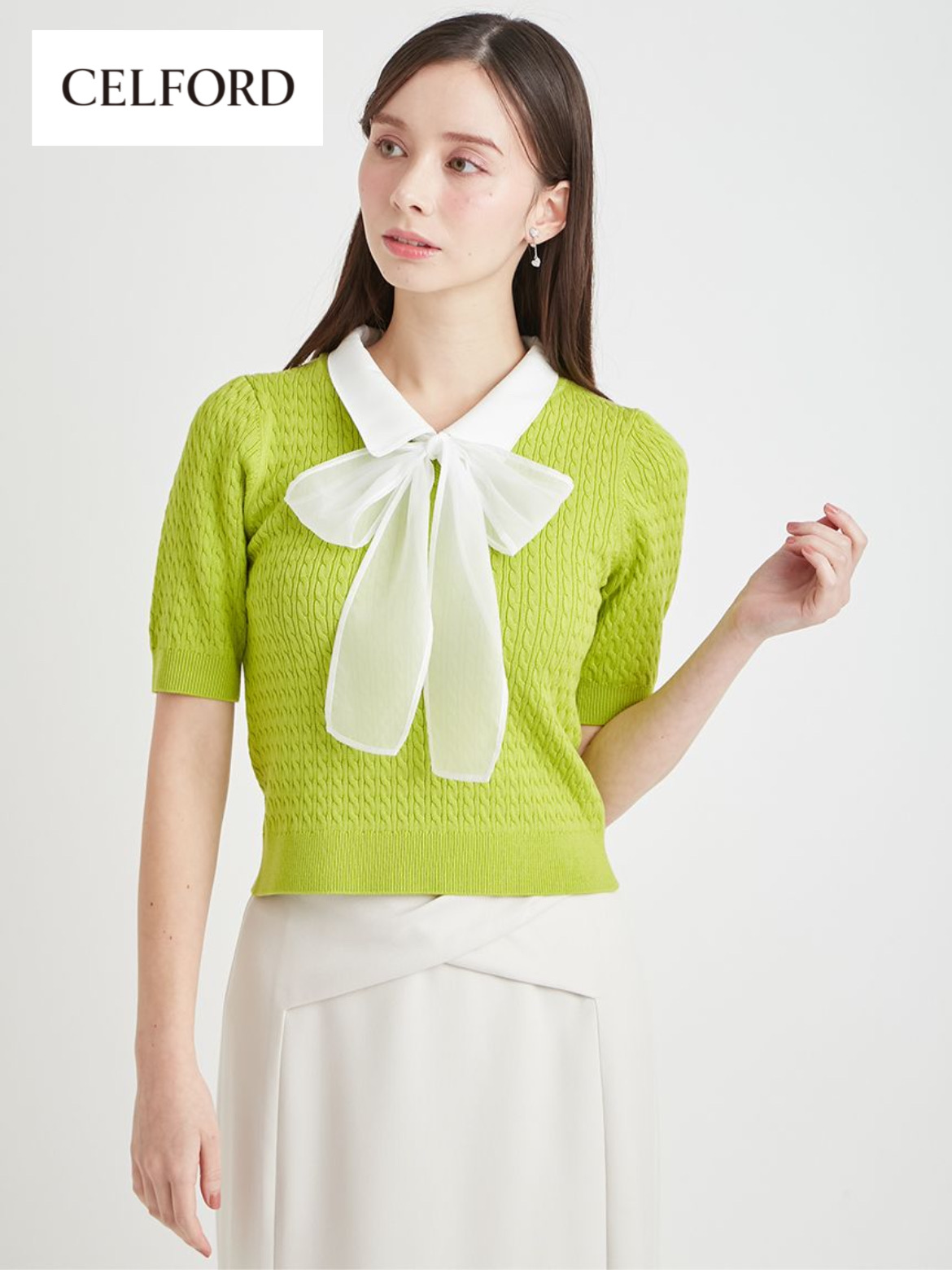 【CELFORD】 デタッチャブルケーブルニットプルオーバー