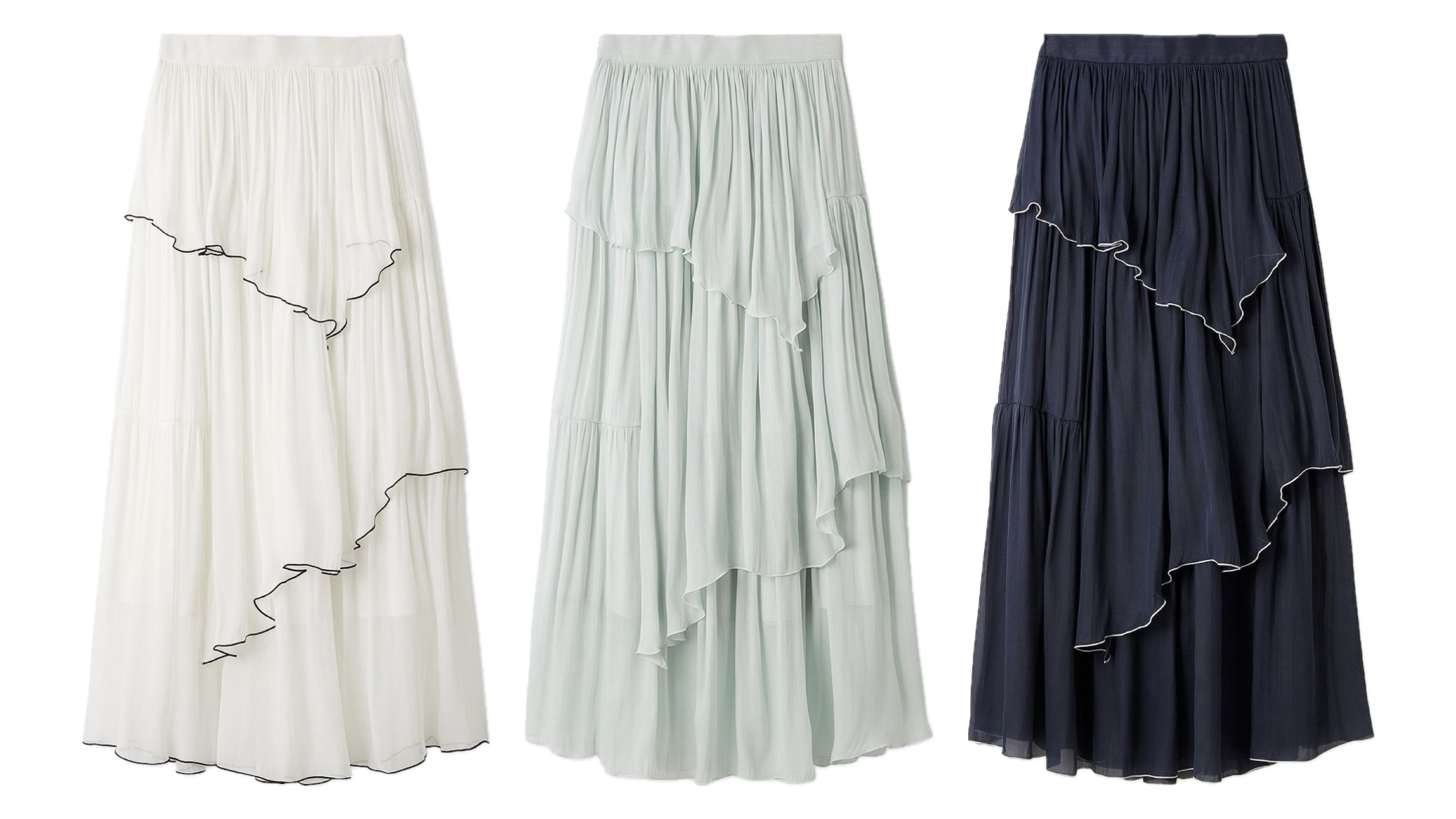 【LILY BROWN】 メローフリル光沢シアースカート