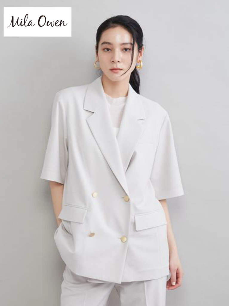 【Mila Owen】UVカット 金釦ハーフスリーブジャケット