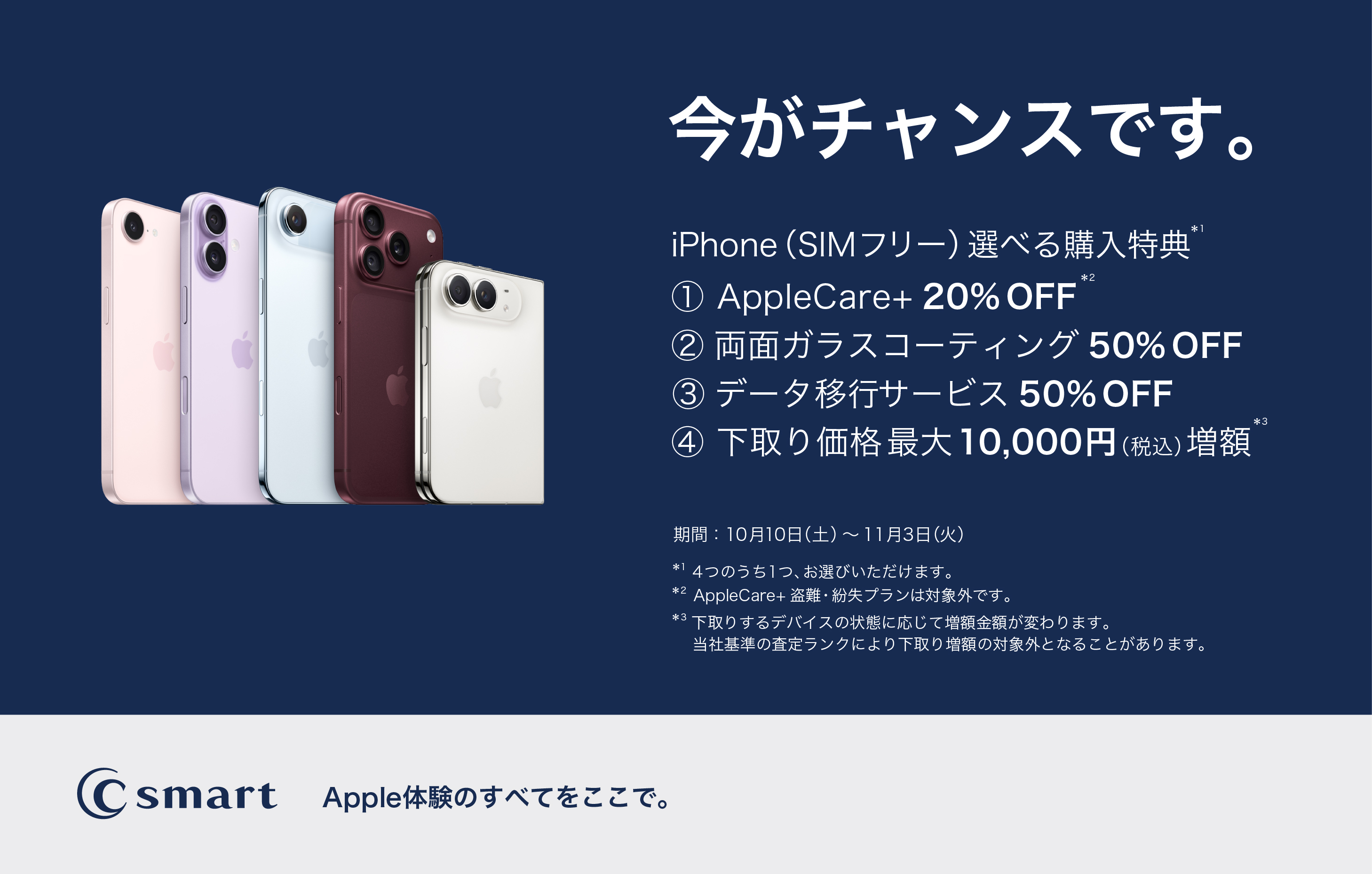 【C smart】選べるiPhoneのお得なキャンペーン実施中！